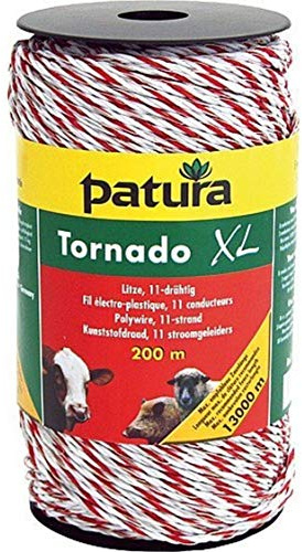 Patura Tornado XL Litze, 200 m Rolle 8 Niro 0,20 mm, 3 Cu 0,30 mm, weiss-rot