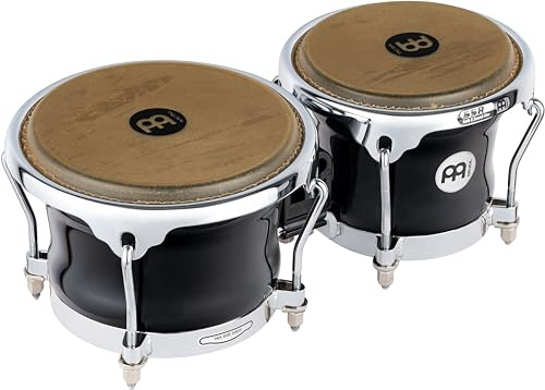 Meinl Percussion Professional Bongos with Premium Fiberglass Shells, Fibercraft Series — NOT MADE IN CHINA — Free Ride Suspension System, True Skin Cow Heads, TWO-YEAR WARRANTY (FFB400BK)