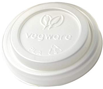 Vegware VLID62-A1 CPLA hot cup lid (fits 4 oz. cup), 62 mm (Pack of 2000) | Compostable plant-based material resists heat up to 120C with a secure, leak-proof seal to prevent spills on the go.