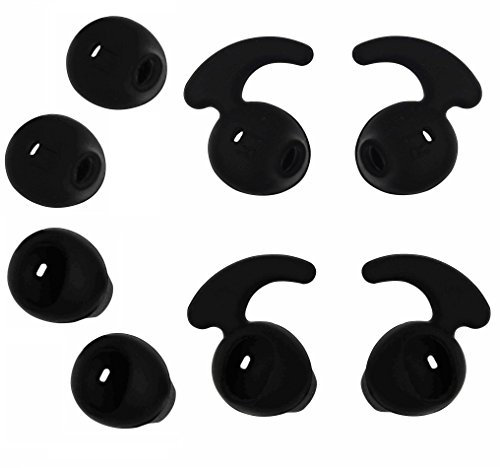 ALXCD Ear Tips Compatible with Samsung Earbuds, 4 Pair Black Anti-Slip Silicone Replacement Ear Tips for Galaxy S7edge S7 S6edge, Samsung Level U EO-BG920 Bluetooth Earphone (Black 2+2 Pair)