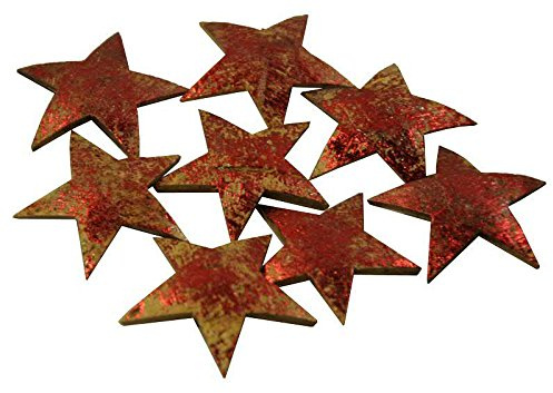 Klocke Streudekoration Streudeko Weihnachten - Kokos Sterne/Streusterne - Weihnachtliche Tischdeko/Tischschmuck/Streuartikel/Tischstreu/Sterne/Holzsterne/Birkensterne (Glänzend Rot, Ø 5cm - 50 Stück)