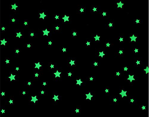 Indigos - 100 Leuchtsterne 3D floureszierend für Sternenhimmel, richtige Sterne - ideal für Kinderzimmer und Schlafzimmer