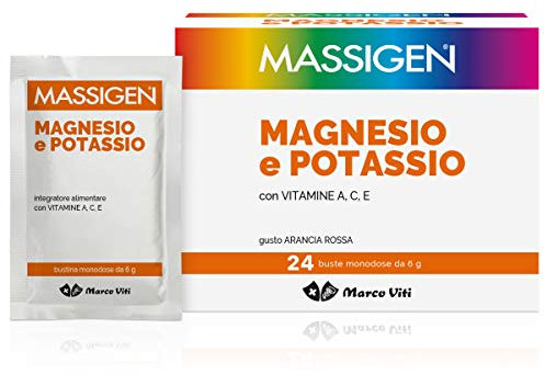Massigen Magnesio e Potassio Integratore Alimentare - Pacco da 24 x 6 g, 1 unità, 1