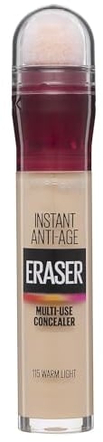 Maybelline Instant Anti Age Eraser Eye Concealer, Dark Circles And Blemish Concealer, Ultra Blendable Formula, 115 Warm Light