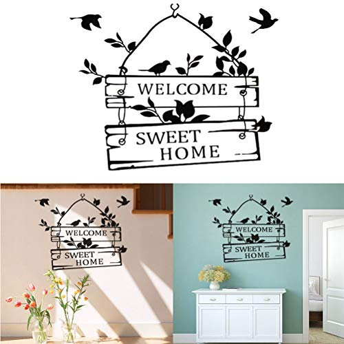 Bienvenue Sweet Home Stickers Muraux Amovible PVC Stickers Muraux Anglais Art pour Salon Chambre Porte de Restaurant Mur Fenêtre Décoration