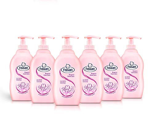 FISSAN - Bagnetto Delicato per Pelle di Neonati e Bambini - 0% Coloranti e Detergenti Solfati - Dermatologicamente Testato - 6 Confezioni - 400ml
