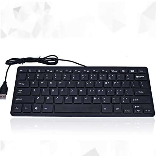 Mini Teclado USB con Cable, Teclado Ultrafino Universal de 78 Teclas, Mini teclados Multimedia portátiles para computadora de Escritorio PC portátil(Negro)