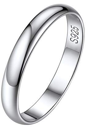 ChicSilver Damen 3mm breit Bandring Hochglanzpoliert Stapelring in Ringgröße 54 Fingerring Einfach Partnerring für Mama Freundin
