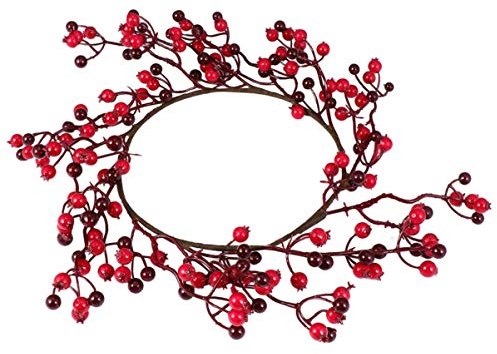 EXCEART Roter Beerenkranz Weihnachtstürkranz Künstlicher Künstlicher Blumenkranz-Weihnachtsriff für Weihnachtsferienhauswanddekor