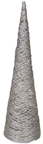 URBNLIVING LED Light Up Christmas Tree Cones, Pyramid Shaped Xmas Cone Trees with Fairy Lights, Window Display Home Decor (Silver, 60cm)