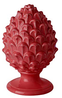 Baroni Home Pigna Siciliana Colorata, Pigna Decorativa in Porcellana Dipinta a Mano, Soprammobile Salotto e Ufficio, 8,5x8,5x14 cm (S), Rosso