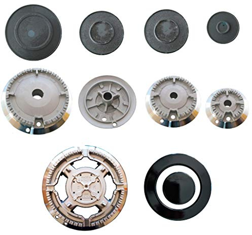 GLEM GAS ARISTON INDESIT HOTPOINT FRANKE NARDI LOFRA SPARTIFIAMMA + BRUCIATORI 5 FUOCHI PER PIANO COTTURA NO ORIGINALE (Kit 5 fuochi doppio medio tripla corona gonnellino)