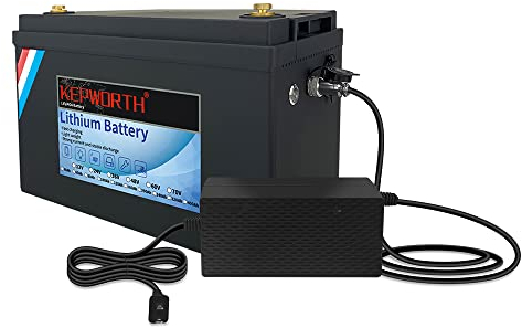 KEPWORTH 12V100Ah LiFePO4-Batterie 1280Wh Deep Cycle Lithium-Eisen-Phosphat-Akku Eingebautes BMS, perfekt für Wohnmobile, Solar, Camping, Marine, Notstromversorgung, netzunabhängige Anwendungen