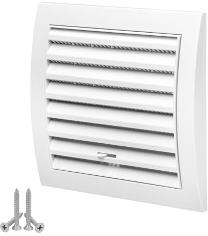 LIRAST Ø 125mm Bianca Griglia di Ventilazione in Plastica Con Flusso Regolabile - Griglie D'Aerazione con Rete Anti Insetti