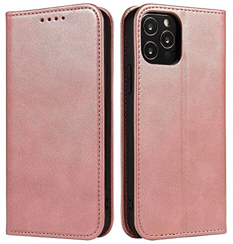 Mixroom - Custodia Cover Case a Libro Rosa Per iPhone 13 Pro Con Stand In Ecopelle Chiusura magnetica Formato Portafoglio Parte Interna In TPU Morbida con Bordi Piatti