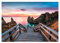 Fototapete Strand Meer Landschaft 3D Effekt Sonnenuntergang Modern Wohnzimmer Schlafzimmer Wandtapete Vlies Tapete UV-Beständig Montagefertig (254x184 cm - 2 Bahnen)