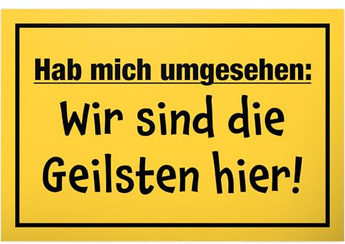 DankeDir! Wir sind die geilsten hier - Schild 30 x 20 cm - Türschild Geburtstagsgeschenk Spruchschild lustiger Spruch - Geschenkidee Party Deko Kollegen Freunde Geschenk Partydeko