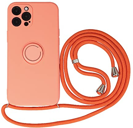 Emlivi Mobile Phone Chain Case for iPhone 11 Pro Max Necklace Mobile Phone Case with 360 Degree Ring Holder Nylon Shoulder Strap Silicone TPU Cover with Cord for Hanging Protective Case for iPhone 11