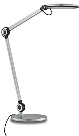 KHG LED-Schreibtischleuchte in Silber, dimmbar mit Touchschalter, 1-flammig, Farbwechsel CCT (Weißspektrum) 3.000-6.500 K, 480 lm Lichtleistung, 10 W Gesamtleistung, für Arbeitszimmer und Büro