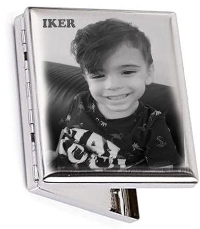 Pitillera tabaco personalizada metalica grabada - Porta cigarrilos metalico - Pitillera plata elegante guarda tabaco - Grabado a laser - Regalo original y personalizado para fumadores unisex