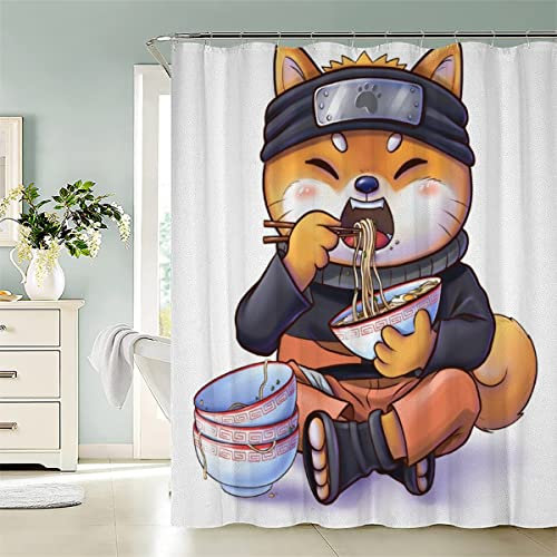 TiaoTian Rideau de Douche 120x200 Mangas Rideau de Douche épaissi Anti Moisissure 3D Imprimé Tissu Imperméable Polyester Dessin Animé Kawaii Ninja Rideaux de Douche Lavable Machine avec 12 Anneaux