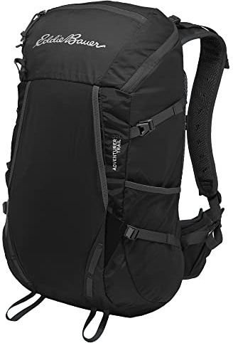 Eddie Bauer Adventurer Rucksack mit Organisationsfächern und Trinkflasche/Laptoptasche, Adventurer Trail - Schwarz, 30L US, Eddie Bauer Adventurer Trail - Rucksack mit Innentasche für