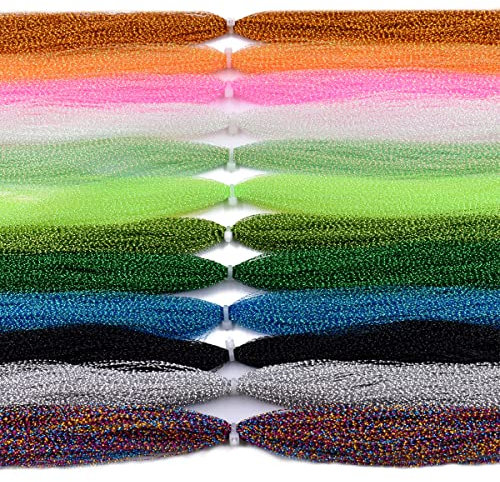12 Packungen mit 270 Strängen pro Beutel, Kristallschnur, Fliegenfischen, Bindematerial, Trockenfliegen, mehrere Farben (20 gemischte Farben Set B)