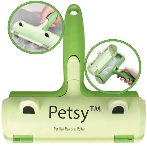 Pet Hair Remover Roller Helps EASILY remove Cat Dog Hair from Carpet, Sofa, Furniture, Bedding, Stairs, Cat Hair Remover, Dog Hair Remover REUSABLE, Roll-Collect-Dispose system ALL IN ONE
