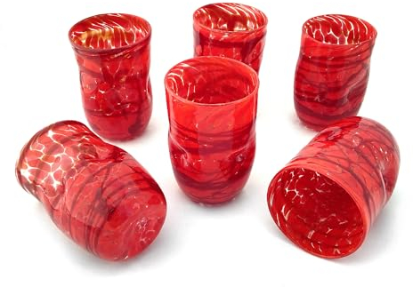 MAZZEGA ART & DESIGN 6 BicchierI SPECIAL EDITION, in vetro di Murano - TIZIANO (ROSSO, 6)
