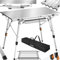 TecTake® Table Pliante de Pique-Nique et Camping en Aluminium - Réglable en Hauteur pour Balcon et Brocante - Avec Sac de Transport et Filet de Rangement