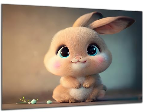 Munera Design - Bild 40x60 - süße niedliche Tiere kleiner Hase - Wand-Bilder Kinder-Zimmer