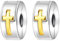 Amuefer Religion Cross Clip Charms für Armbänder 925 Sterling Silber mit Cubic Zirkonia Spacer Geburtstag Weihnachten Schmuck Geschenke für Frauen Mädchen-2 Stücke