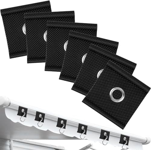 URAQT 6 Pezzi Ganci per Tende da Campeggio, Ganci per Tende da Sole con Gancio a S, Gancio per Tenda da Sole per Camper, per Binari 5/6 mm – 7/8 mm, per Camper, Roulotte, Campeggio, Giardino