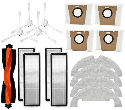 Generic 17 pezzi di ricambio compatibili con robot aspirapolvere Xiaomi X10 robot aspirapolvere filtro HEPA panno stracci sacchetti per la polvere accessori di ricambio, bianco