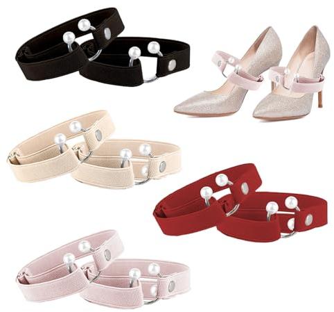 KASESSS 4 Pares Cordones Ajustable de Tacón Alto, Correas de Tacón Alto para Mujer, Correas para Zapatos de Tacón Alto Desmontable Cordones Elasticos de Tacón Alto para Sostener Tacones Altos Sueltos