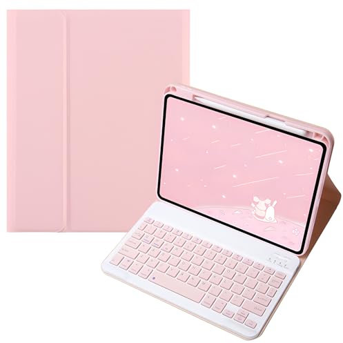 Funda con Teclado para Huawei Matepad 11.5/Air 11.5, Español ñ, Teclado Bluetooth inalámbrico Desmontable y portalápices,Rosado