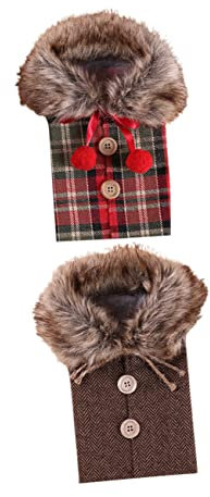 Garneck 2pcs Wine Bottle Cover Christmas Bottle Clothes Christmas Bottle Sweater Wine Bottle Dress Holiday Bottle Cover Christmas Wine Bottle Costume Knitted Bottle Cover Artificial Fur