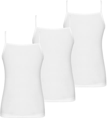 AUYAO Mädchen Unterhemd 3 Stück Tank Top Hemdchen Mädchen Kinder Armellos Spaghettiträger Träger Top Weiß Crop Tanktops Girl Unterwäsche Unterhemd Base Tshirts Unterhemden Tops Camis für Mädchen (140)