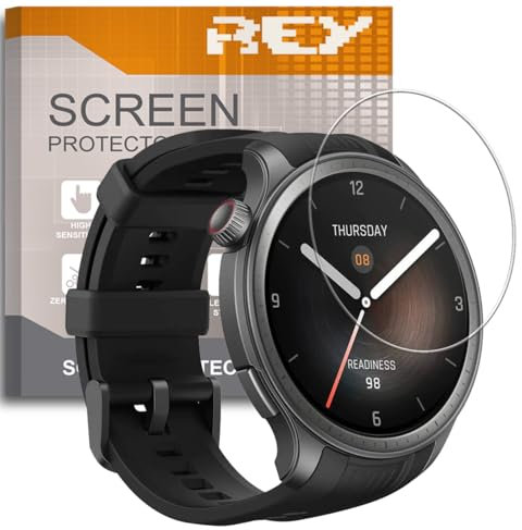 REY 3X Protector Pantalla para AMAZFIT Balance, Cristal Vidrio Templado Premium