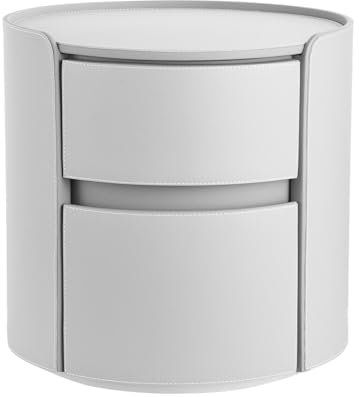 Generisch Runder Nachttisch mit 2 Etagen, Truhe, nordischer moderner Beistelltisch, Nachttisch für Schlafzimmer (grau)