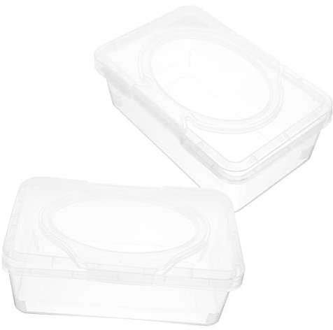 BAZEITFLOW Boîte de Lingettes pour Bébé en Pp Robuste avec Couvercle Anti-poussière, Grand Volume, Lot de 2 Pièces pour Tiroirs et Poussettes