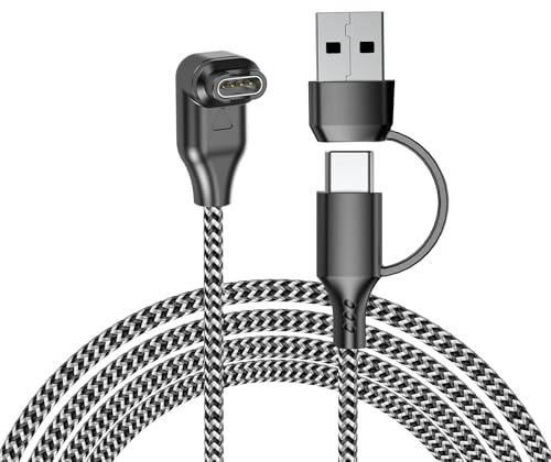 2-in-1 USB-C Charging Cable for Garmin Watch,3.3FT/1M Horizontal Charger Power Cord Compatible with Garmin Fenix 8 7 6 5 Series Forerunner 965 945 255 165 Venu 3 3S 2 2S Epix Pro Gen 2 Instinct 3 Grey