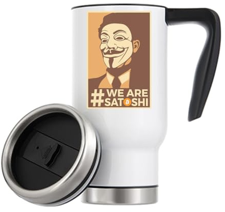 We are Satoshi Nakamoto Bitcoin Anonymous Guy vakuumisolierter Thermo-Kaffeebecher, 480 ml, Weiß