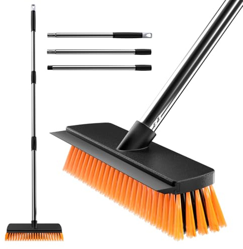 JiveSnip Scopa da Giardino Per Lavori Pesanti con Raschietto in Gomma - Spazzola per Esterni Per la Pulizia di Patii, Vialetti, Terrazze e Giardini (26cm)