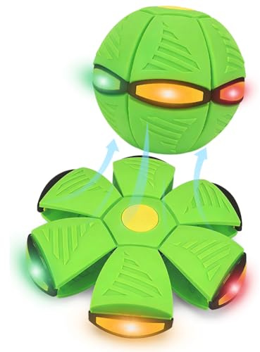 FCXVXCL Magical Flying Saucer 2-in-1 Bouncy Ball Family and Pet Interactive Toys Interaction Game Dual Form Freely Switchable with 6 Lights for Indoor Outdoor Use Green