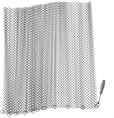 Kamingitter-Vorhang, 2 Stück, mit Funkenschutzkette für Herd, Metallgitter mit rostbeständiger Beschichtung, dekoratives Schnörkel-Design für Kamin