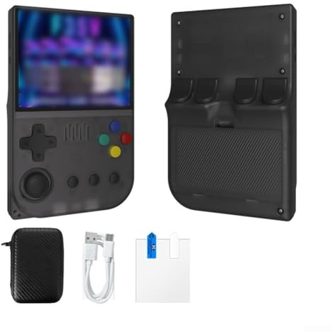Retro Handheld Spielkonsole mit über 20.000 klassischen Spielen, tragbares Design aus ABS, intuitive Benutzeroberfläche für unterwegs und zu Hause, verfügbar in Schwarz, Weiß, Blau und Lila(Black)