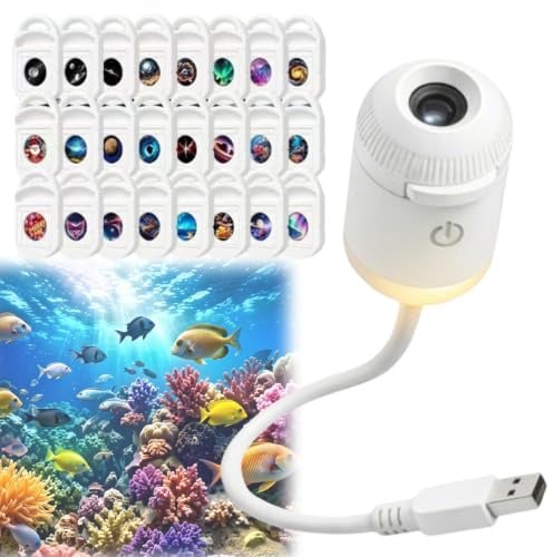 HD Smart Dynamic 5D Holographic Night Light Projector, Plug and Play HD Star Projector with 3/6/12/24 Projection Films, 360° USB Galaxy & Moon Projectors Night Light for Bedroom Ceiling Car Roof，24