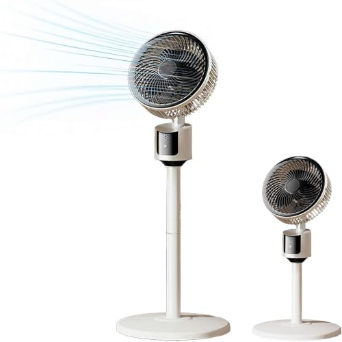 Standventilator für Schlafzimmer – 2026 Verbesserter Ganzraum-Luftzirkulator, 90° oszillierender Sockel, 27,4 m Luftstrom, 30 dB leises DC-Motorkühlgerät, 3 Geschwindigkeiten, USB, verstellbare Höhe