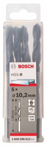Bosch Pro Metallbohrer HSS-R rollgewalzt (5 Stück, Ø 10,2 mm)